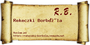 Rekeczki Borbála névjegykártya